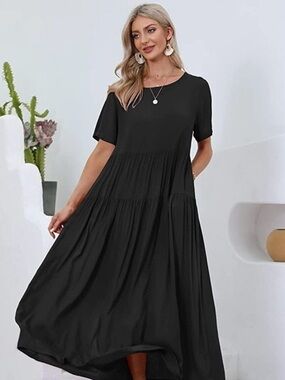 NWT Yesno Plus Size Casual Loose Tiered Bohemian Maxi Dress Size 2X